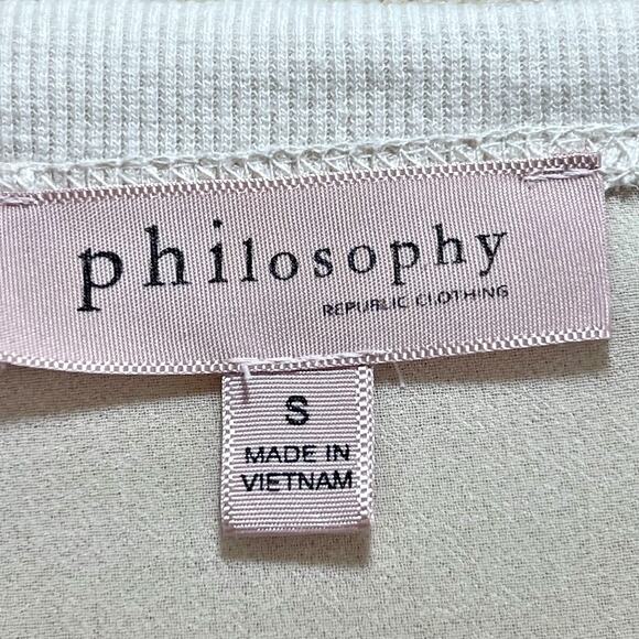 Philosophy Size S Terry Knit Top Sheer Back Sweatshirt Raw Hem Cream - Picture 8 of 10